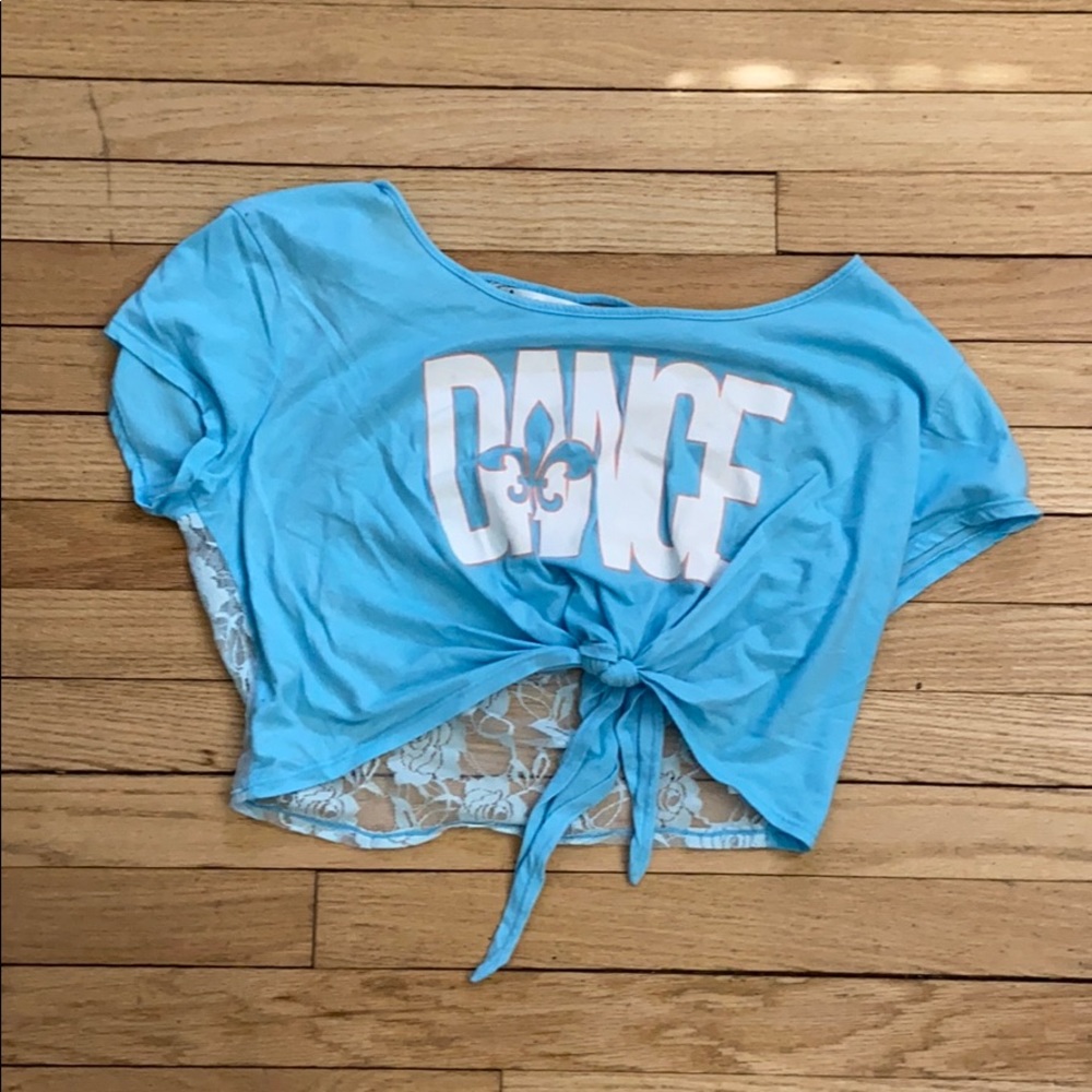 Blue, laced back crop top